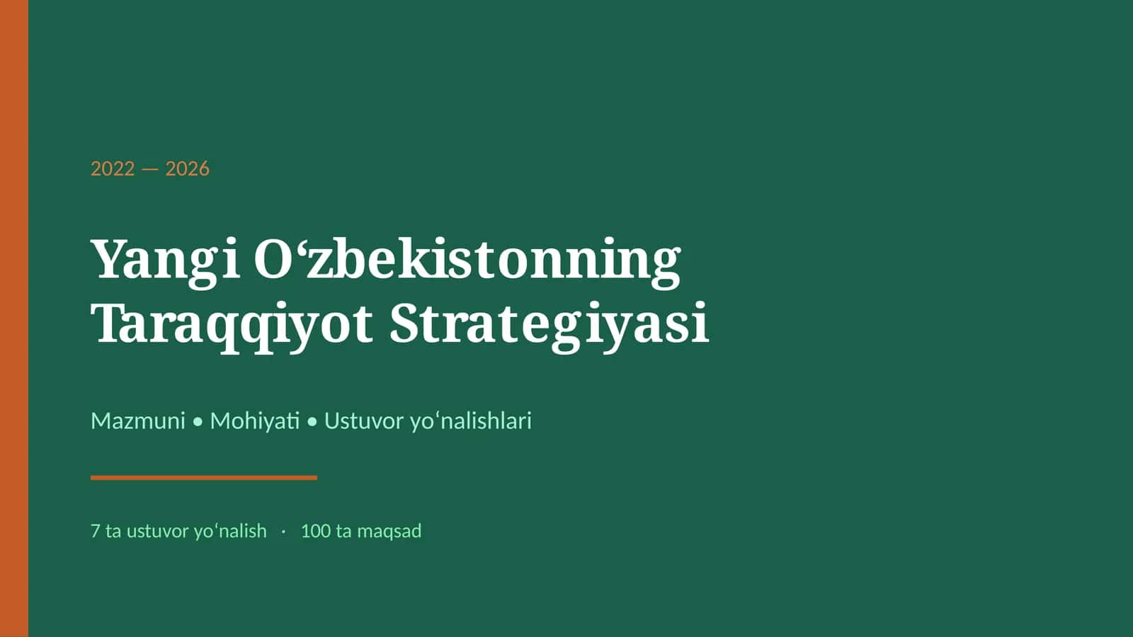 Yangi O‘zbekistonning Taraqqiyot Strategiyasi (2022-2026) 1