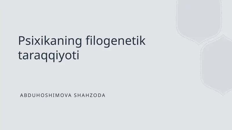 Psixikaning filogenetik taraqqiyoti 1