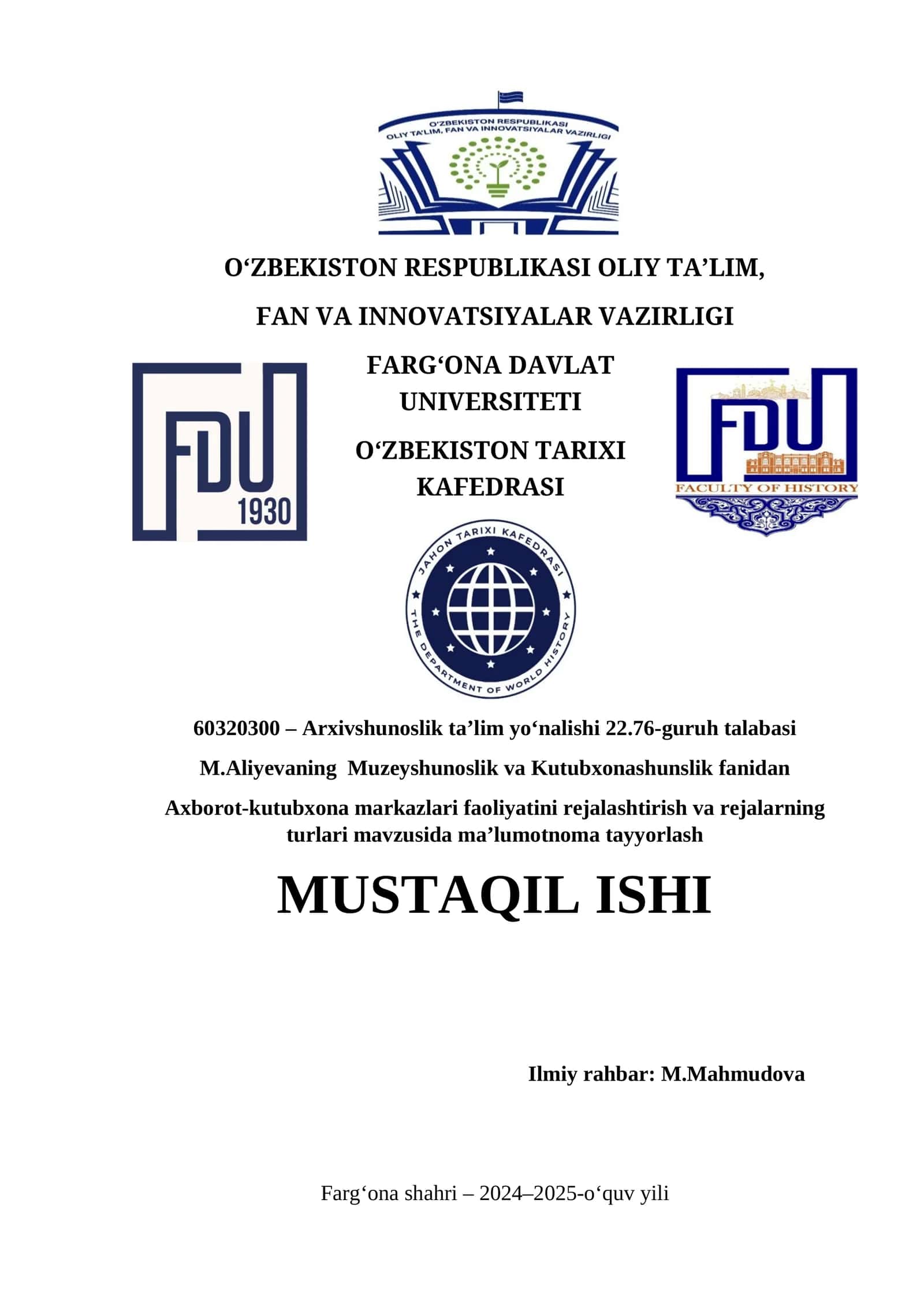 Axborot-kutubxona markazlari faoliyatini rejalashtirish va rejalarning turlari mavzusida ma’lumotnoma tayyorlash 1