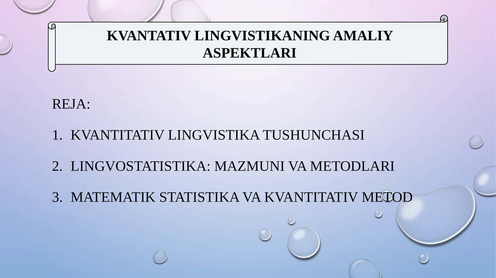 KVANTATIV LINGVISTIKANING AMALIY ASPEKTLARI 1