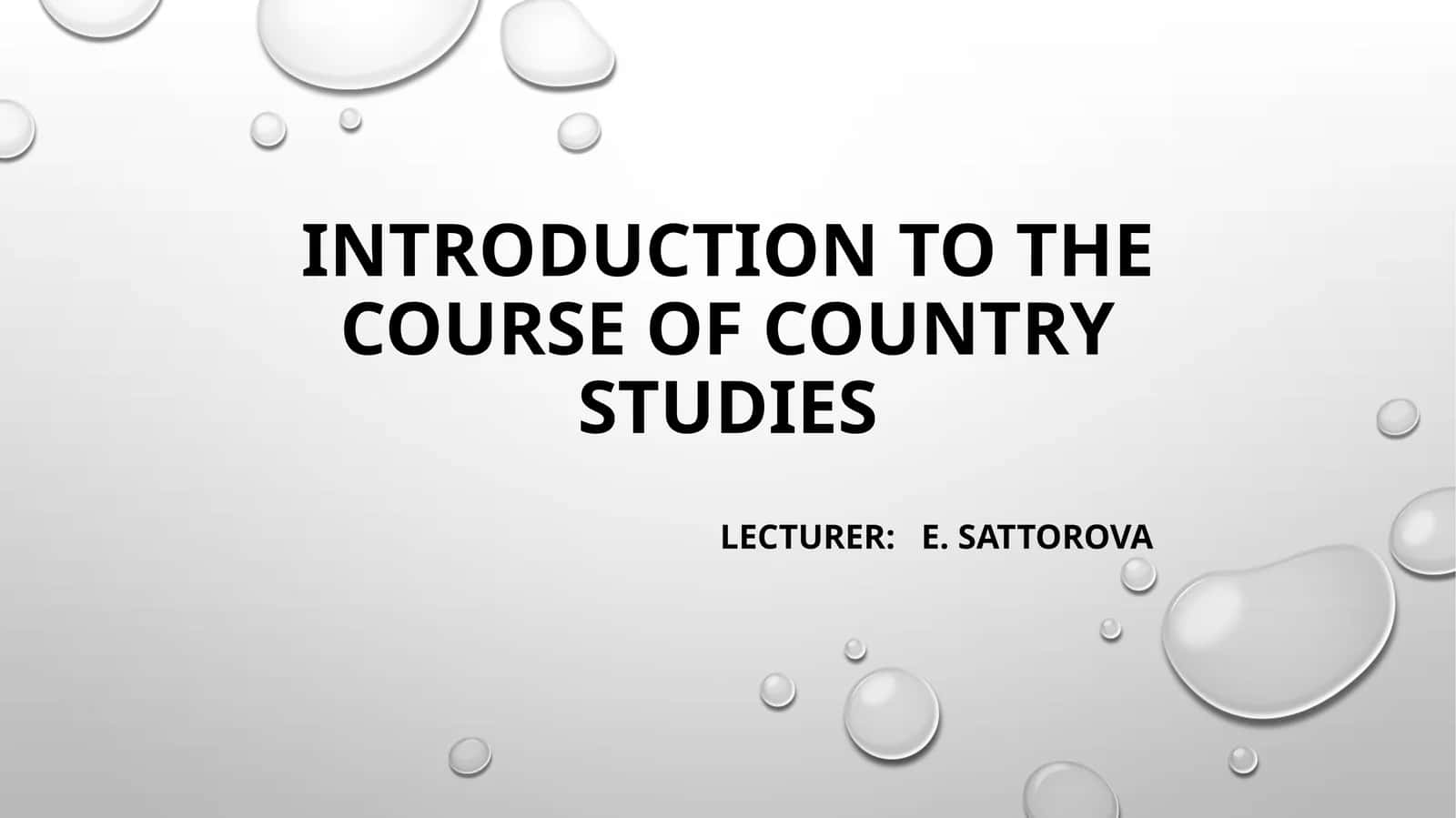 Introduction to the course of Country Studies 1
