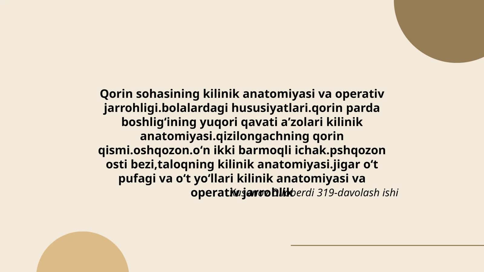 Qorin sohasining kilinik anatomiyasi va operativ jarrohligi 1