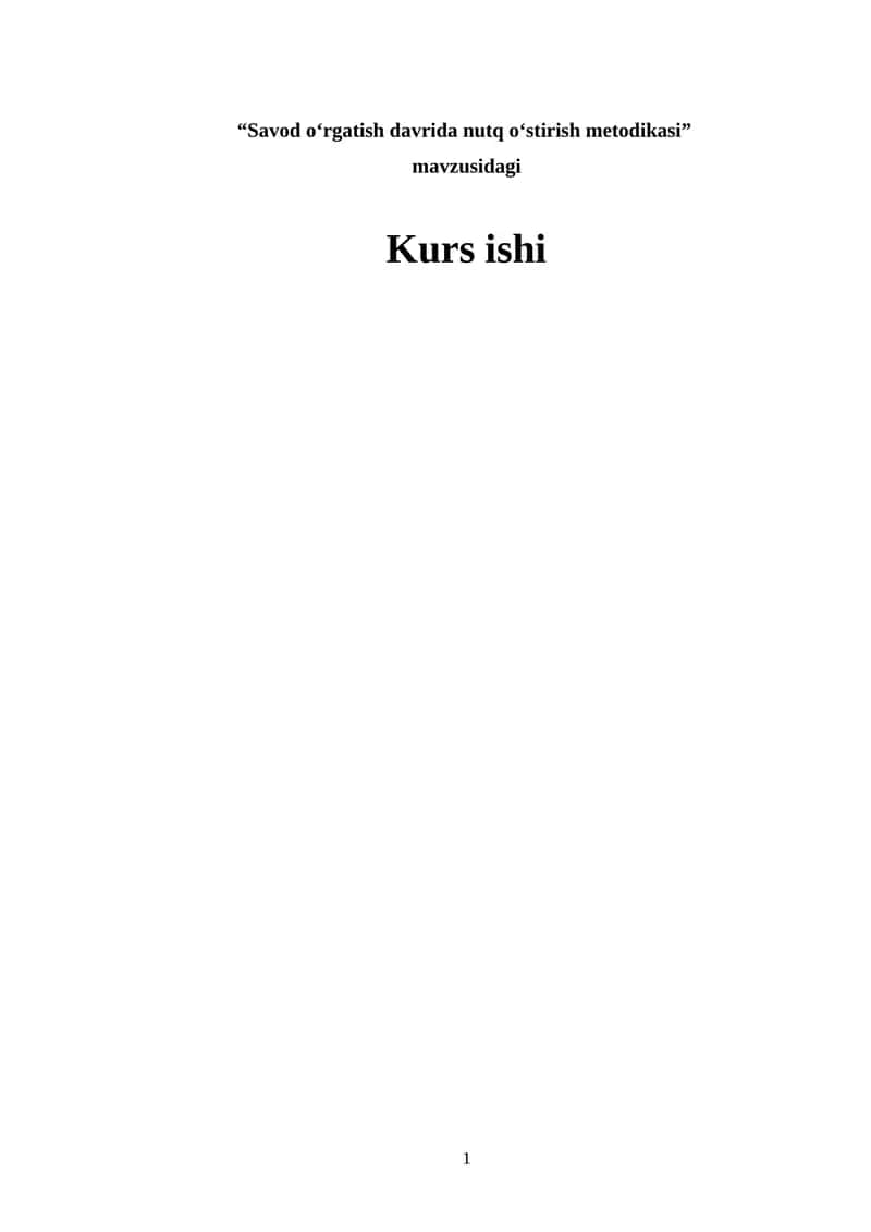 Savod o‘rgatish davrida nutq o‘stirish metodikasi 1