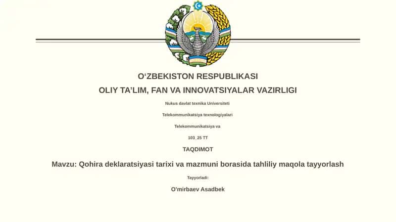 Qohira deklaratsiyasi 1