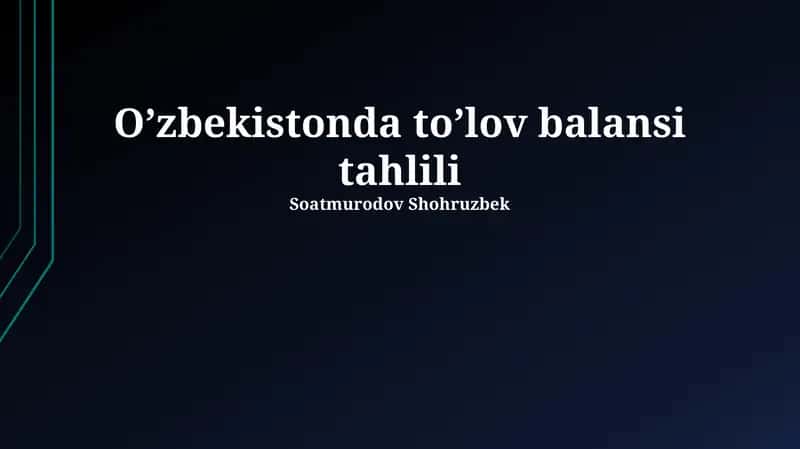 O'zbekistonda to’lov balansi tahlili 1
