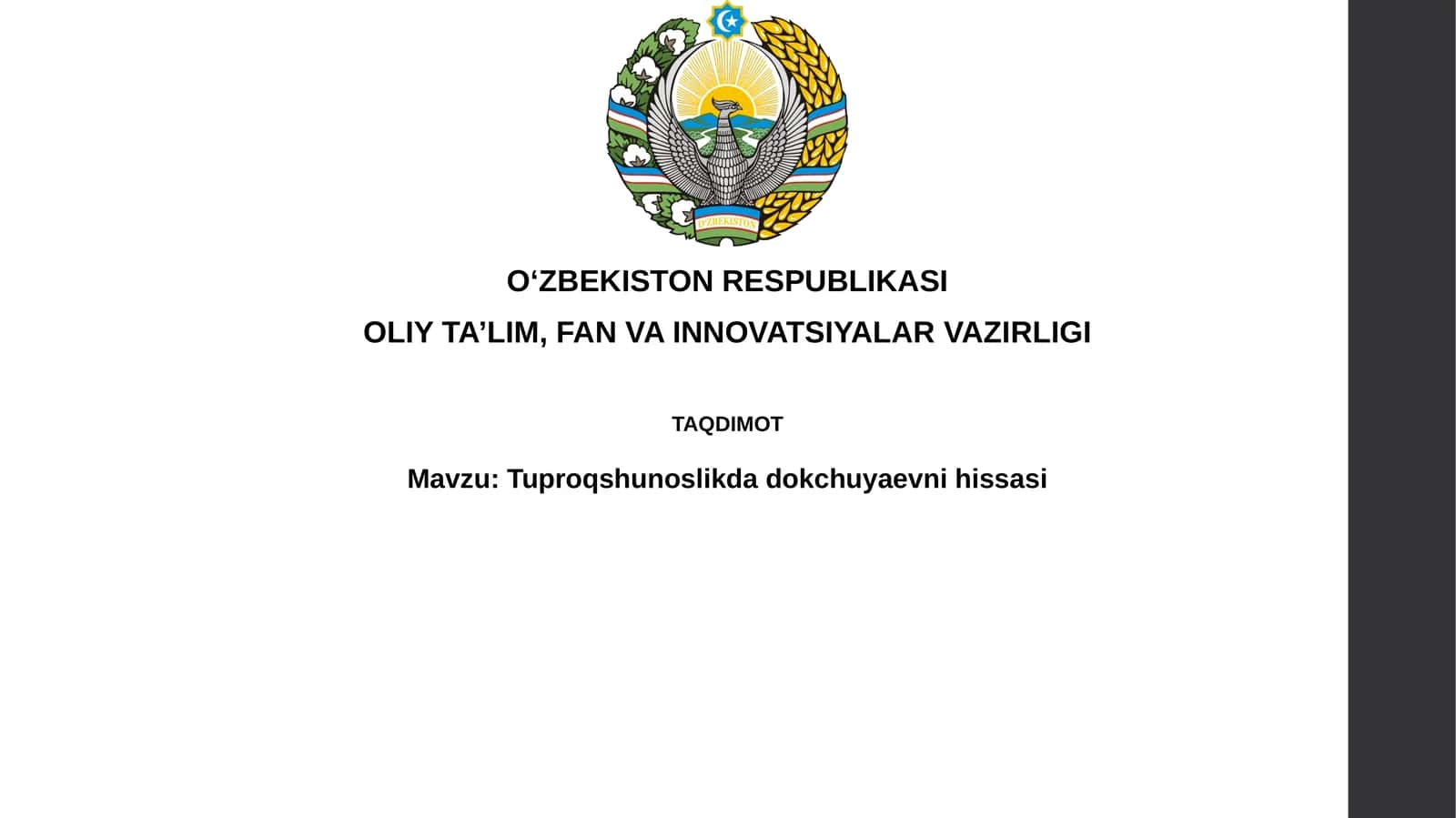 Tuproqshunoslikdadokchuyaevnihissasi 1