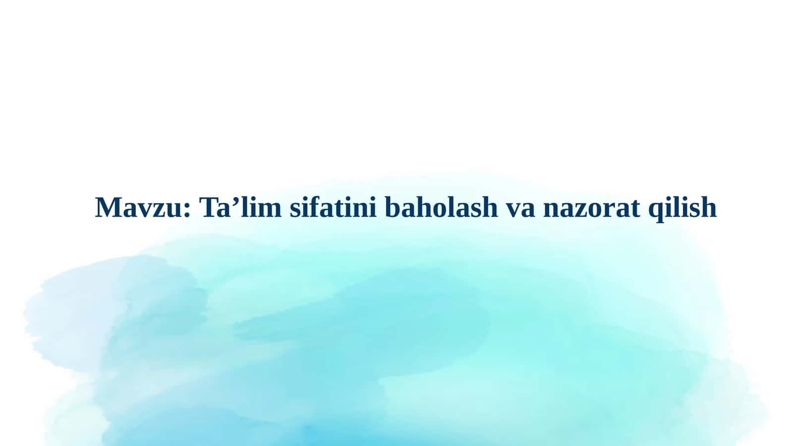 Ta'limsifatinibaholashvanazoratqilish 1
