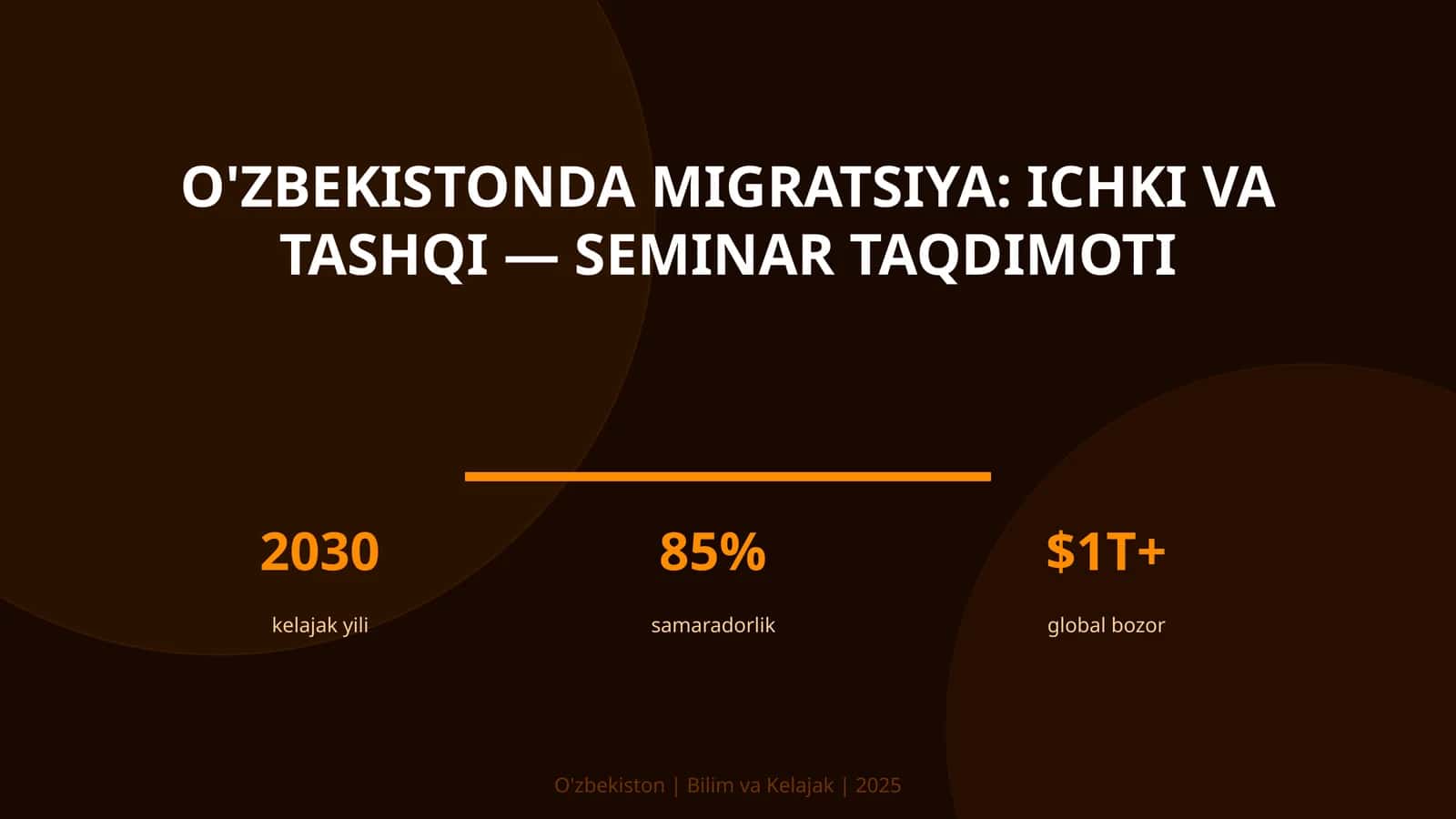 O'zbekistonda migratsiya: ichki va tashqi — seminar taqdimoti 1