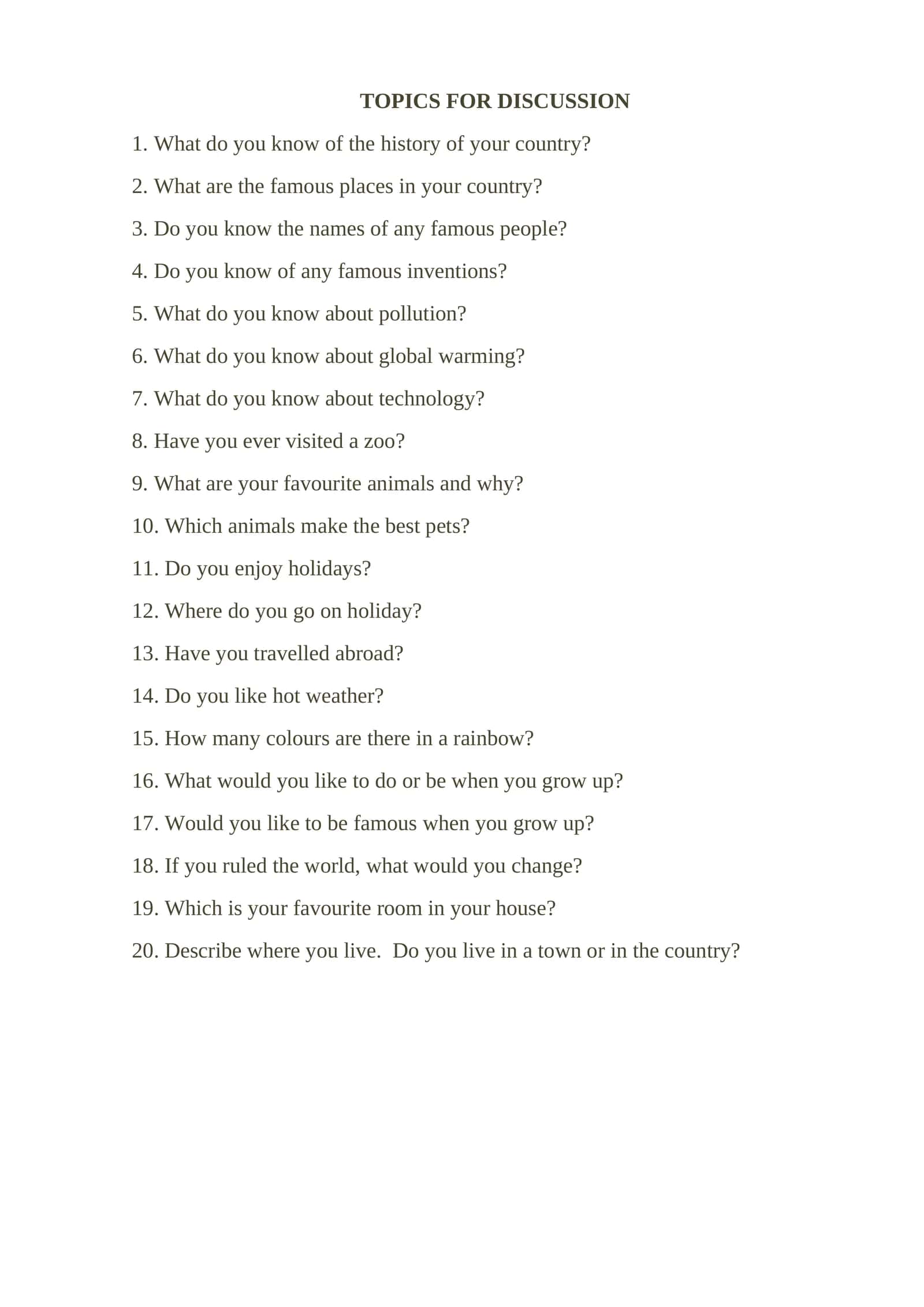 TOPICS FOR DISCUSSION 1