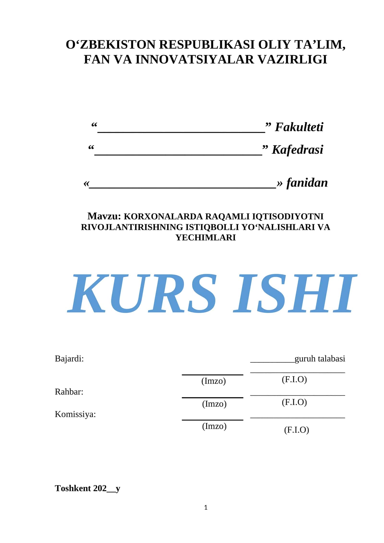 KORXONALARDA RAQAMLI IQTISODIYOTNI RIVOJLANTIRISHNING ISTIQBOLLI YO‘NALISHLARI VA YECHIMLARI 1