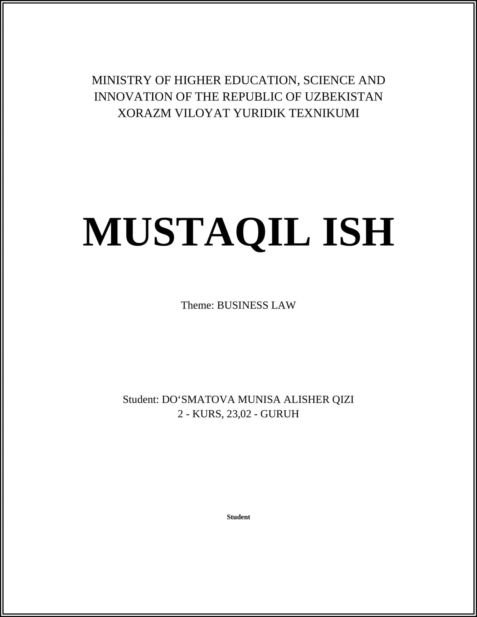 Contract Law Course 1