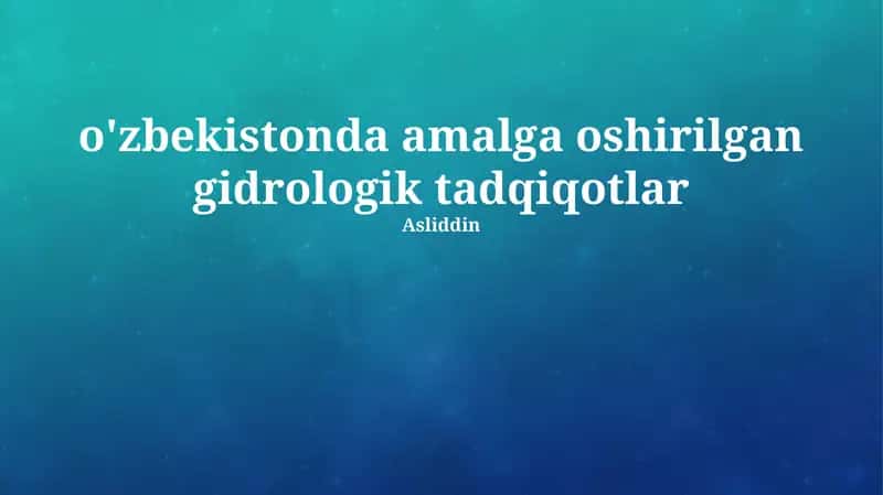 Gidrologik tadqiqotlar 1