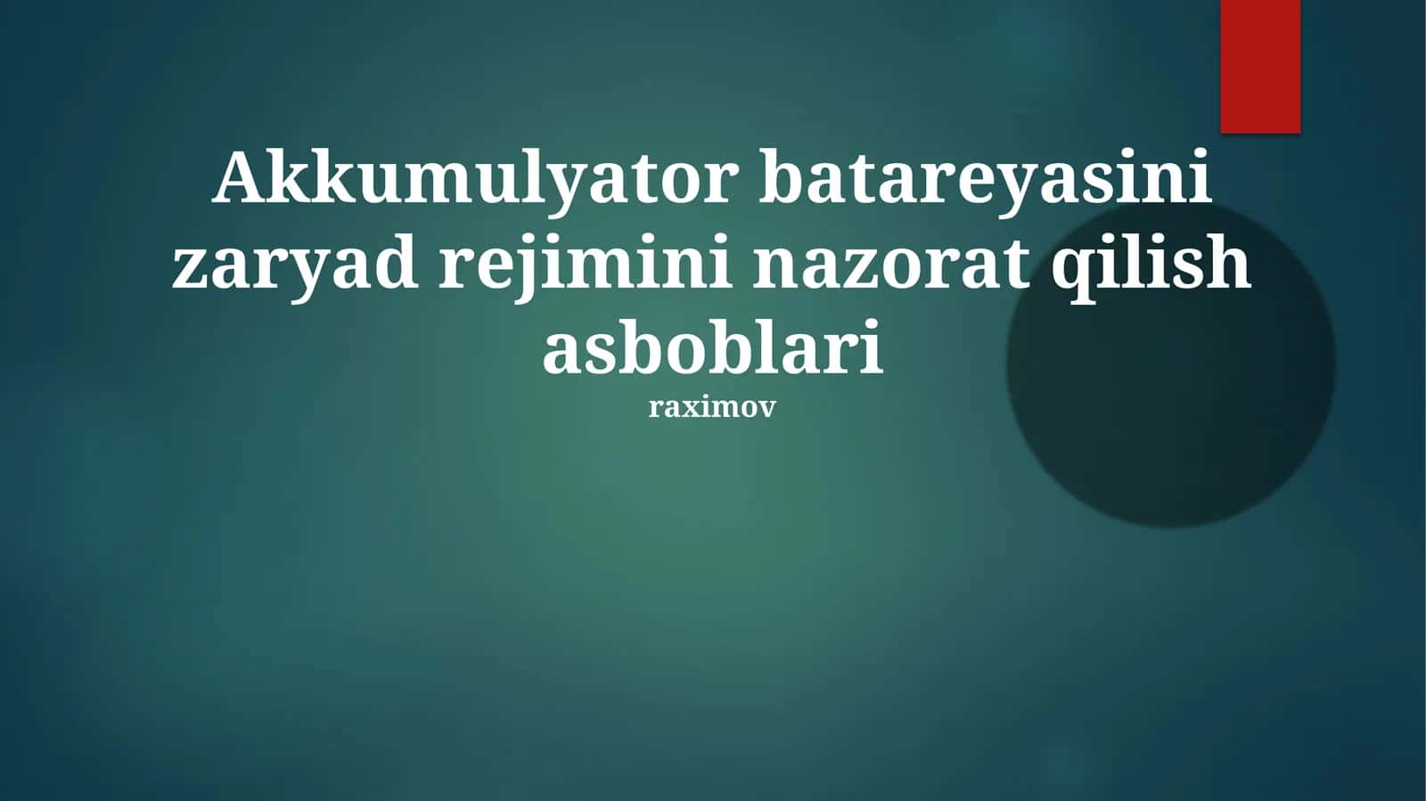 Zaryad rejimini nazorat qilish asboblari 1