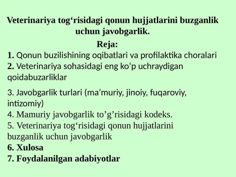 Veterinariya sohasidagi qonun buzilishlari 1
