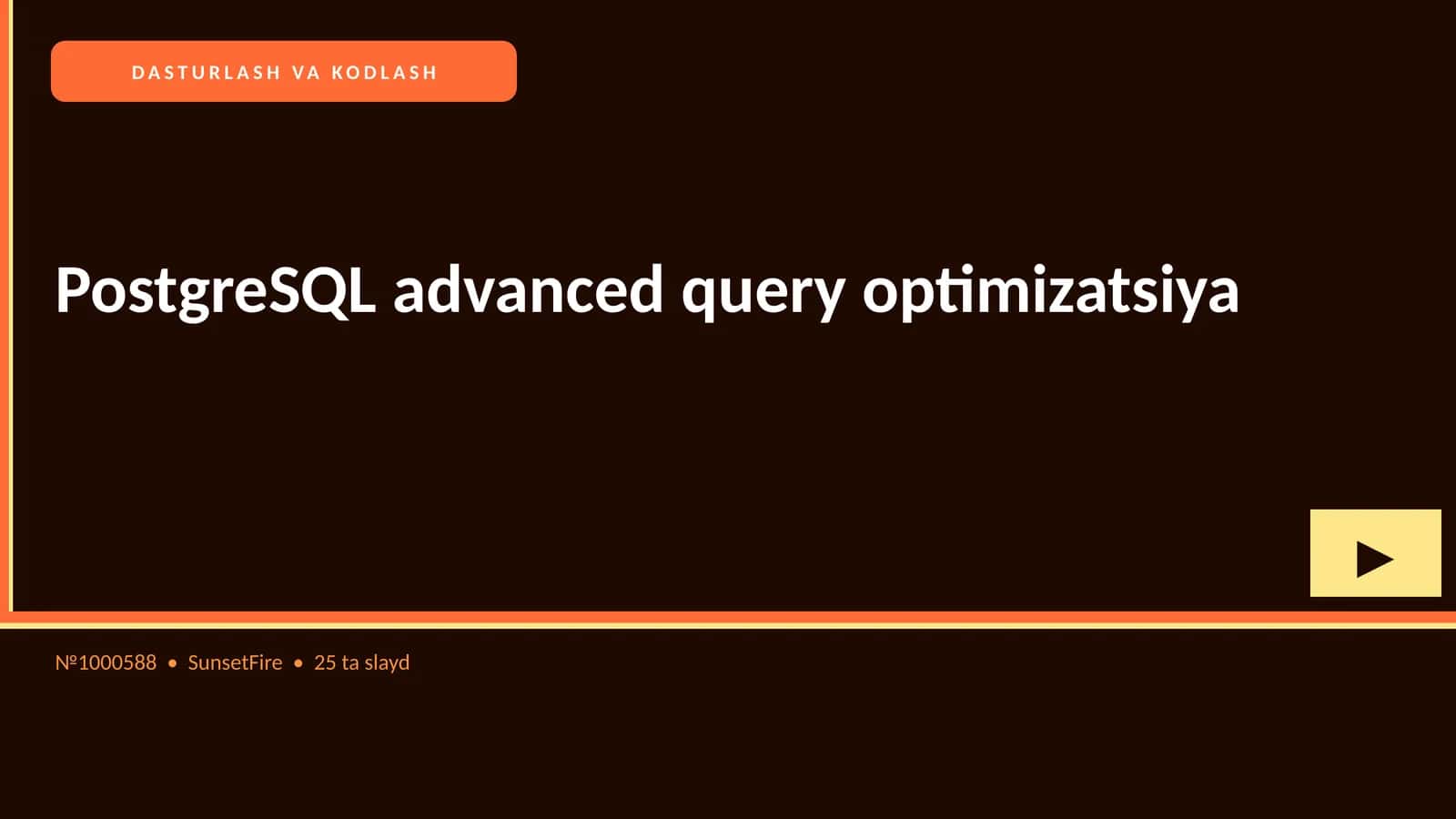 PostgreSQL advanced query optimizatsiya 1