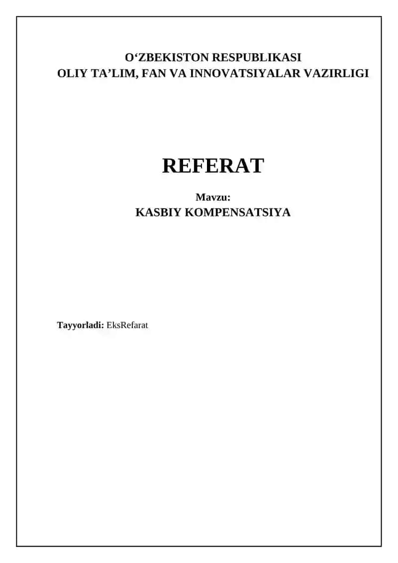 Kasbiy kompensatsiya REFERAT