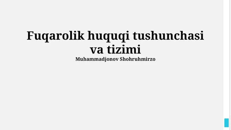 Fuqarolik huquqi tushunchasi va tizimi 1