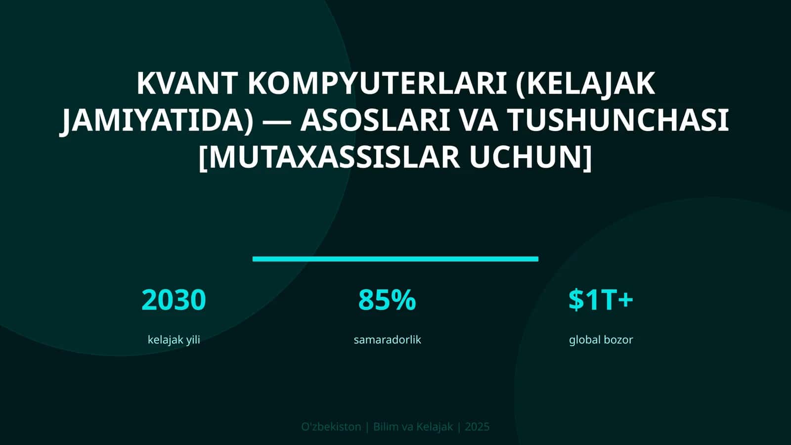 KVANT KOMPYUTERLARI (KELAJAK JAMIYATIDA) — ASOSLARI VA TUSHUNCHASI [MUTAXASSISLAR UCHUN] 1