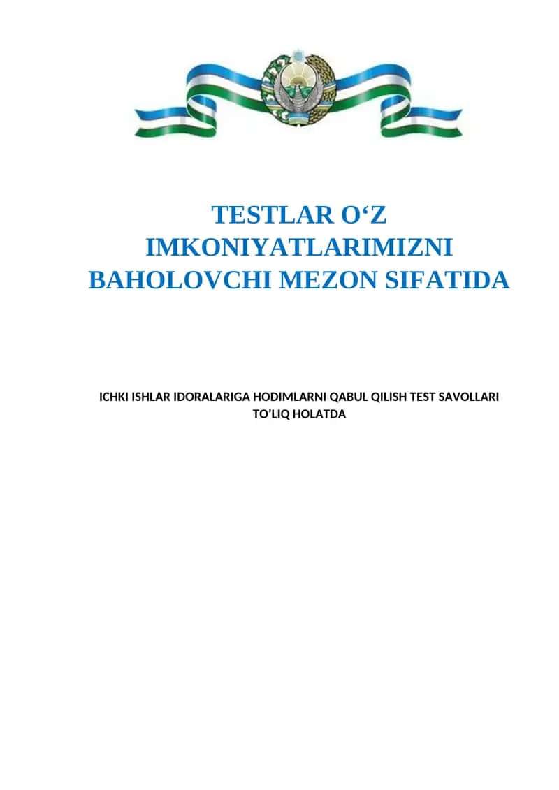 Testlar O'z Imkoniyatlarimizni Baholovchi Mezon Sifatida 1