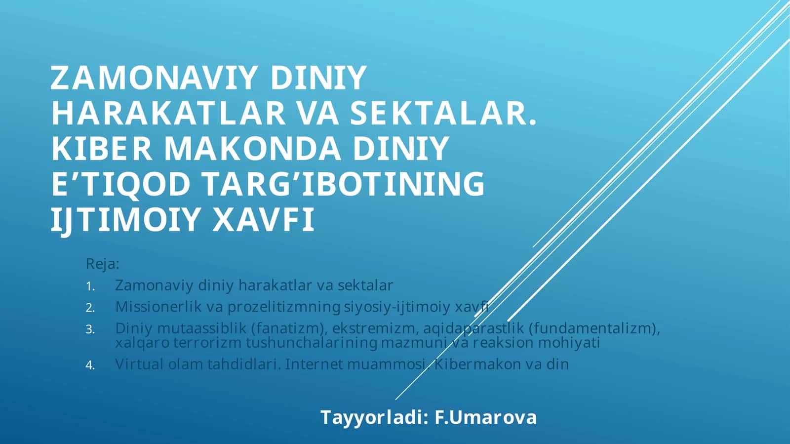 Zamonaviydiniy harakatlar va sektalar 1