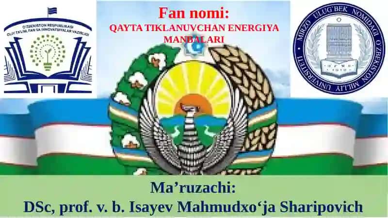 QAYTA TIKLANUVCHAN ENERGIYA MANBALARI