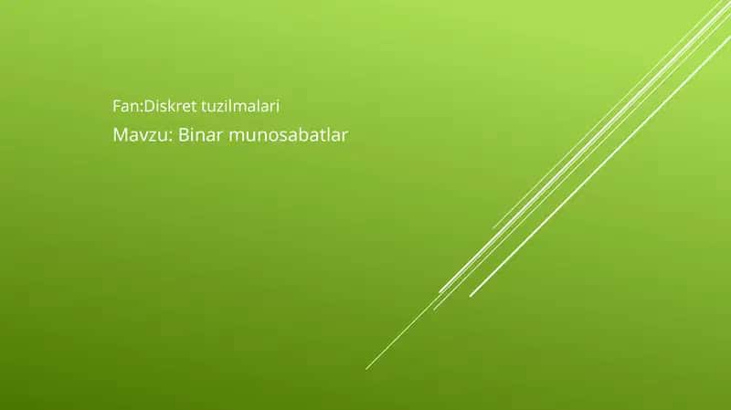 Binar Munosabatlar 1
