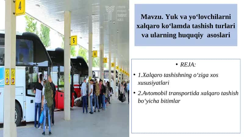 Yuk va yo‘lovchilarni xalqaro ko‘lamda tashish turlari va ularning huquqiy  asoslari 1