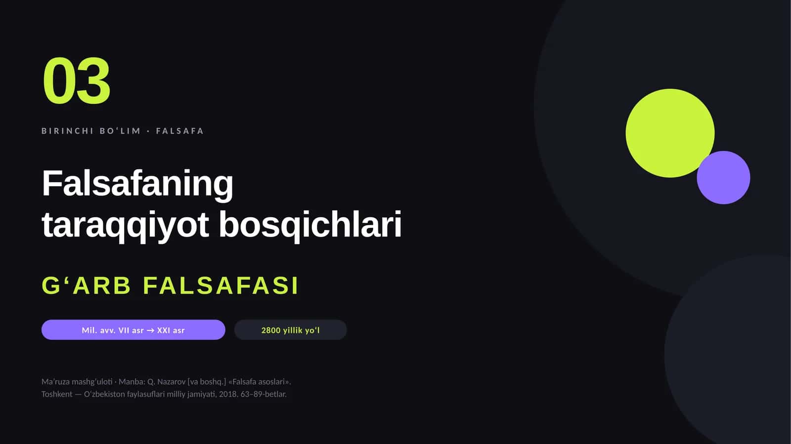 Falsafa: Falsafaning taraqqiyot bosqichlari 1