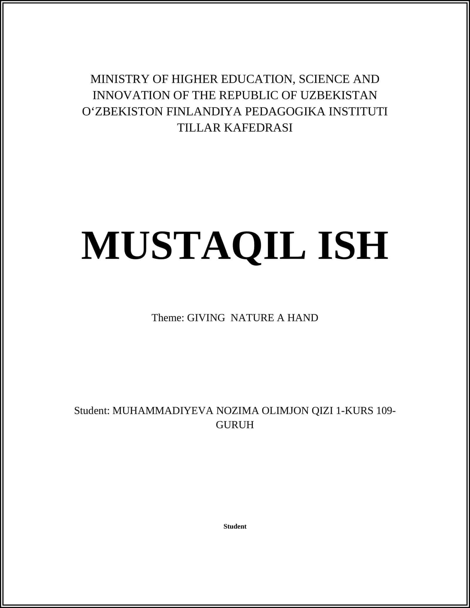 MUSTAQIL ISH 1