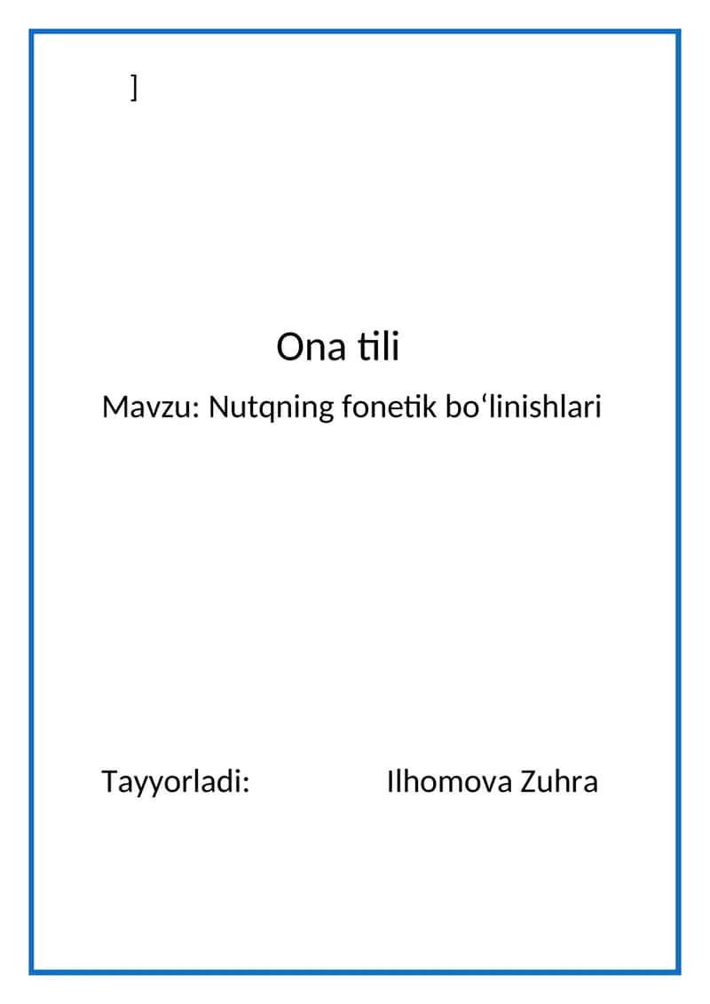 Nutqning fonetik boʻlinishlari 1