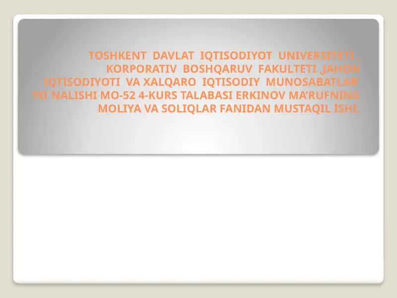 JAHON IQTISODIYOTI VA XALQARO IQTISODIY MUNOSABATLAR 1