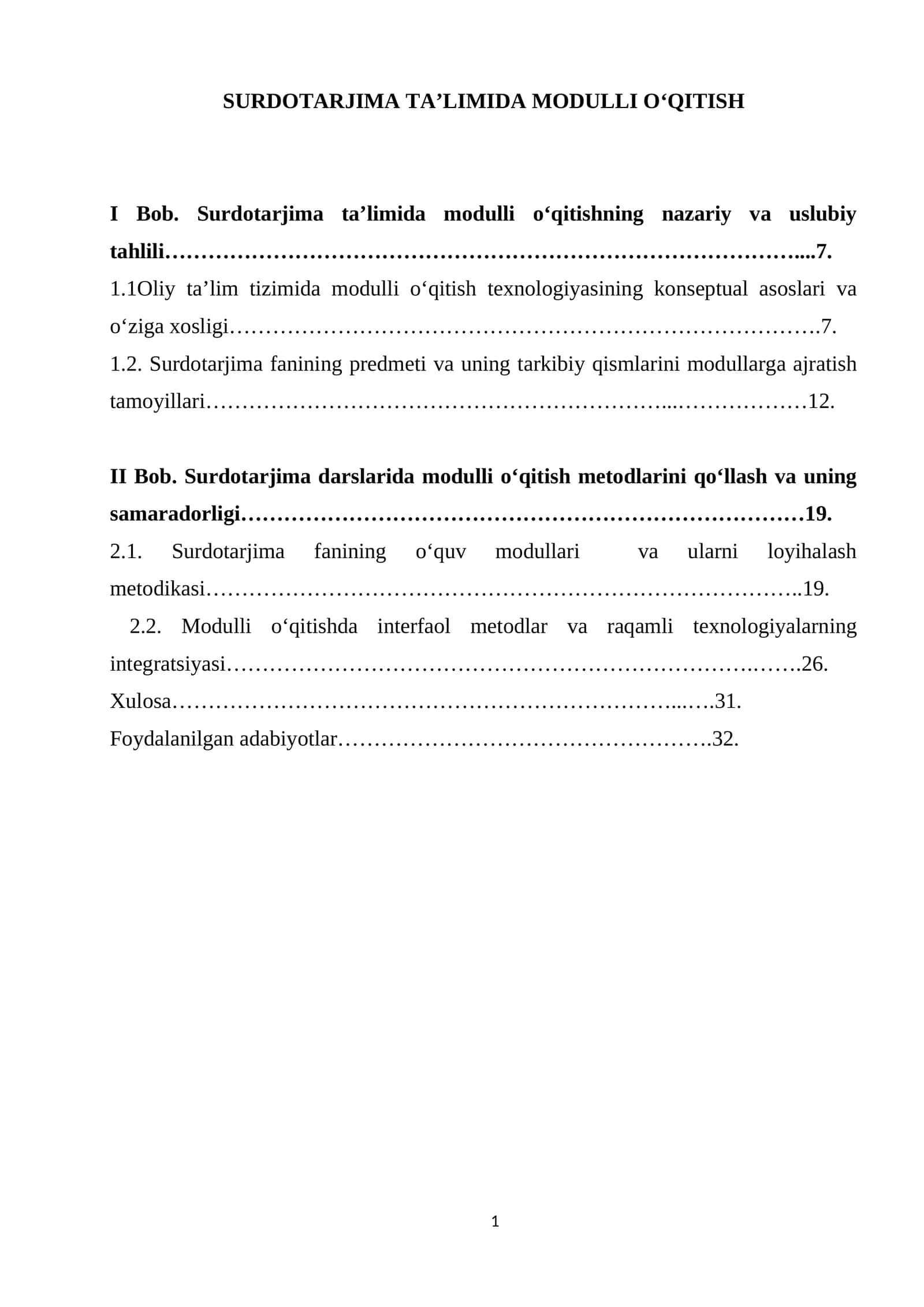 SURDOTARJIMA TA’LIMIDA MODULLI O‘QITISH 1