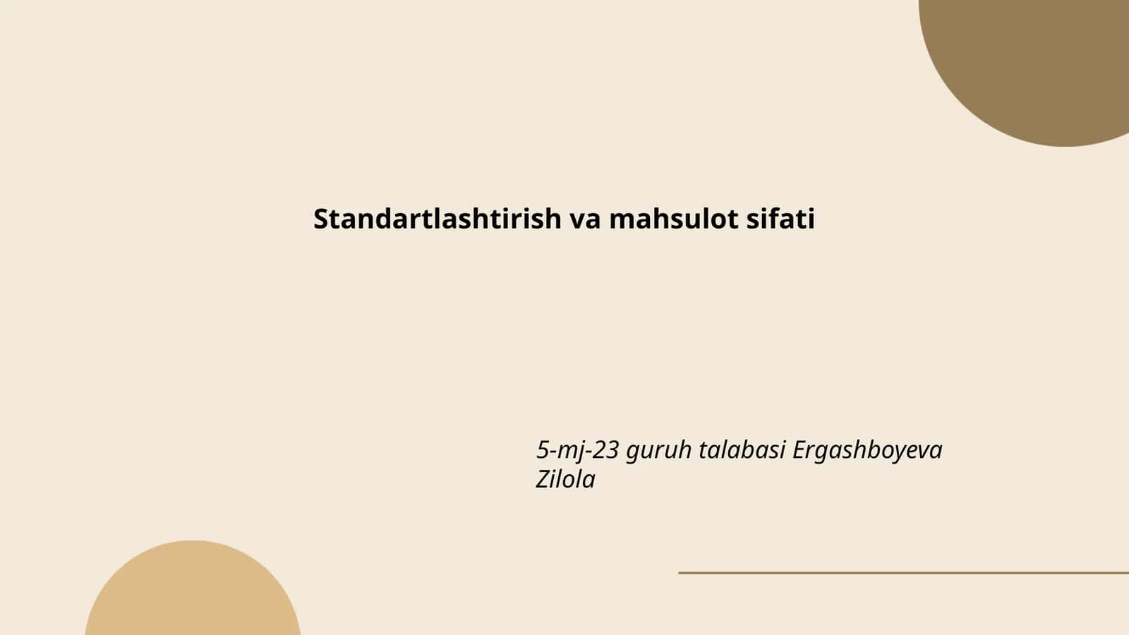 Standartlashtirish va mahsulot sifati 1
