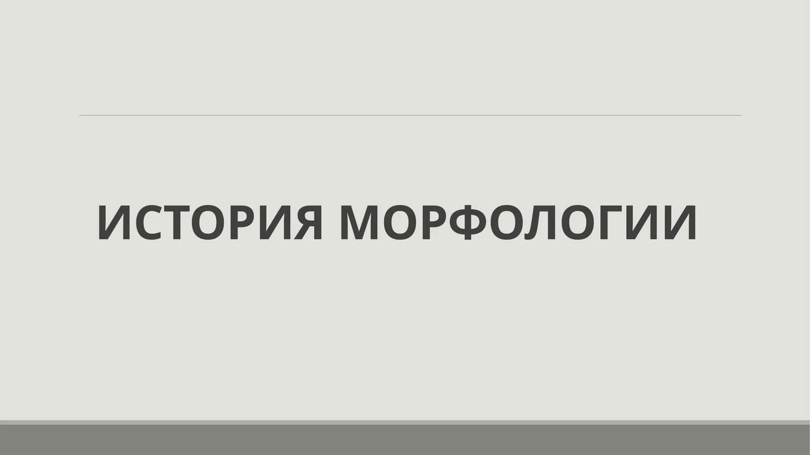 ИСТОРИЯ МОРФОЛОГИИ 1