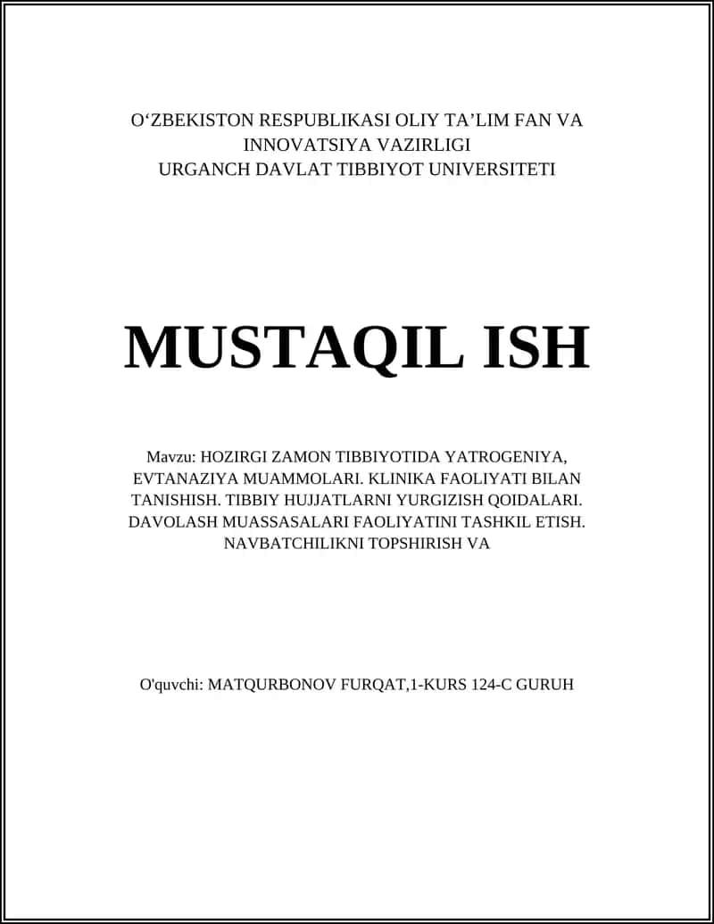 HOZIRGI ZAMON TIBBIYOTIDA YATROGENIYA, EVTANAZIYA MUAMMOLARI 1
