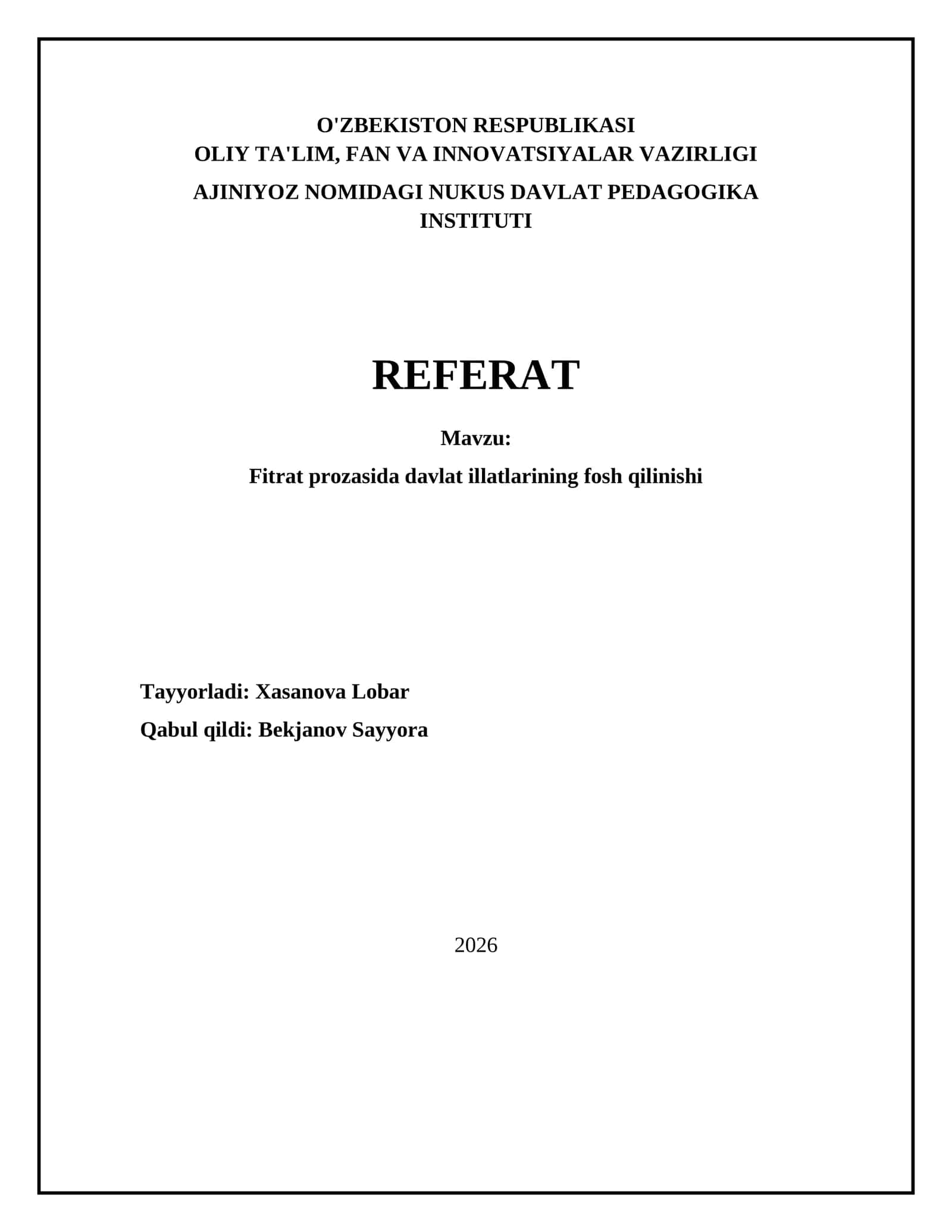 Fitrat prozasida davlat illatlarining fosh qilinishi 1