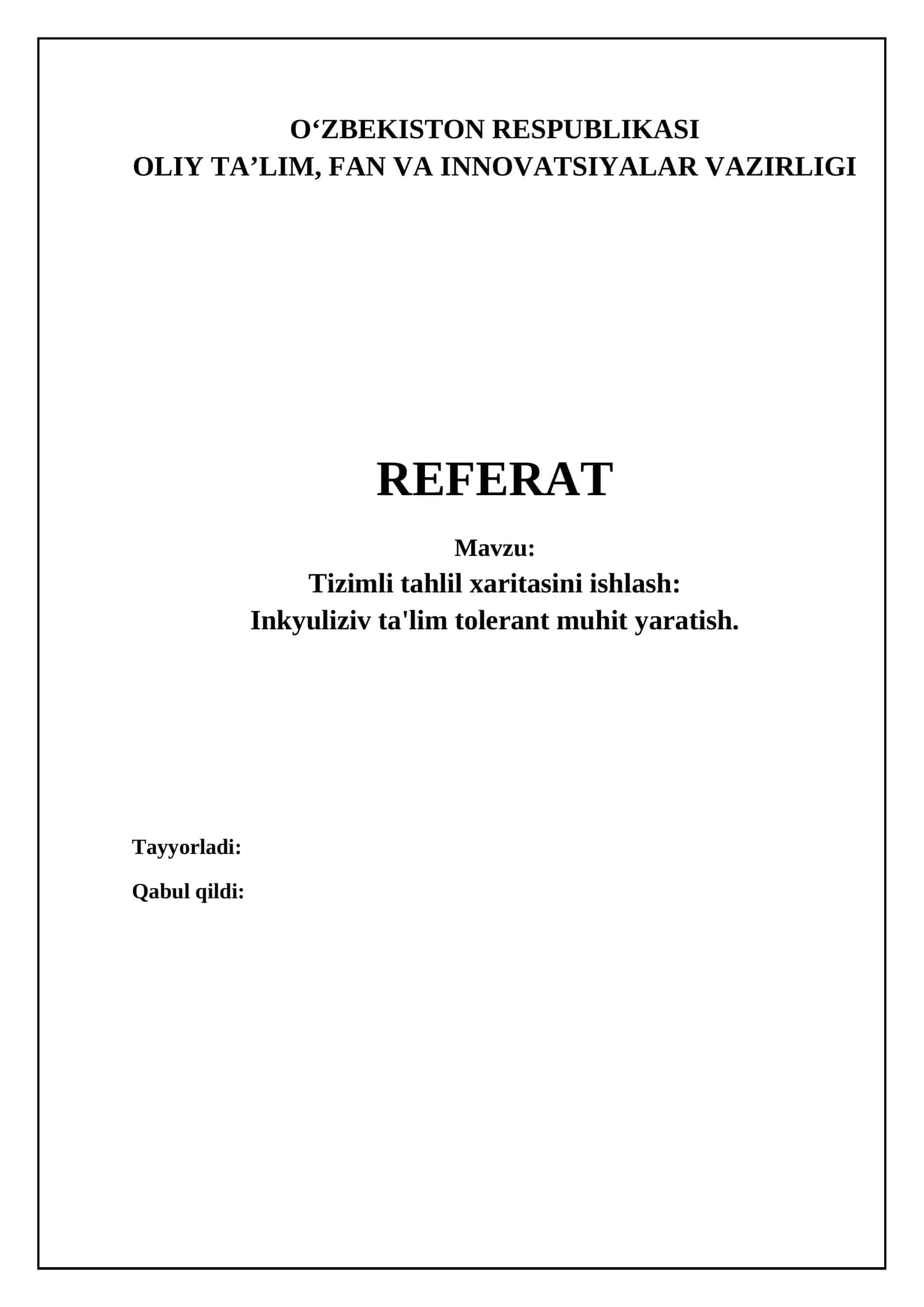 Inklyuziv ta'lim va tolerant muhit o'rtasidagi bog'liqlik 1
