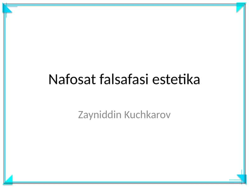 Nafosat falsafasi estetika 1
