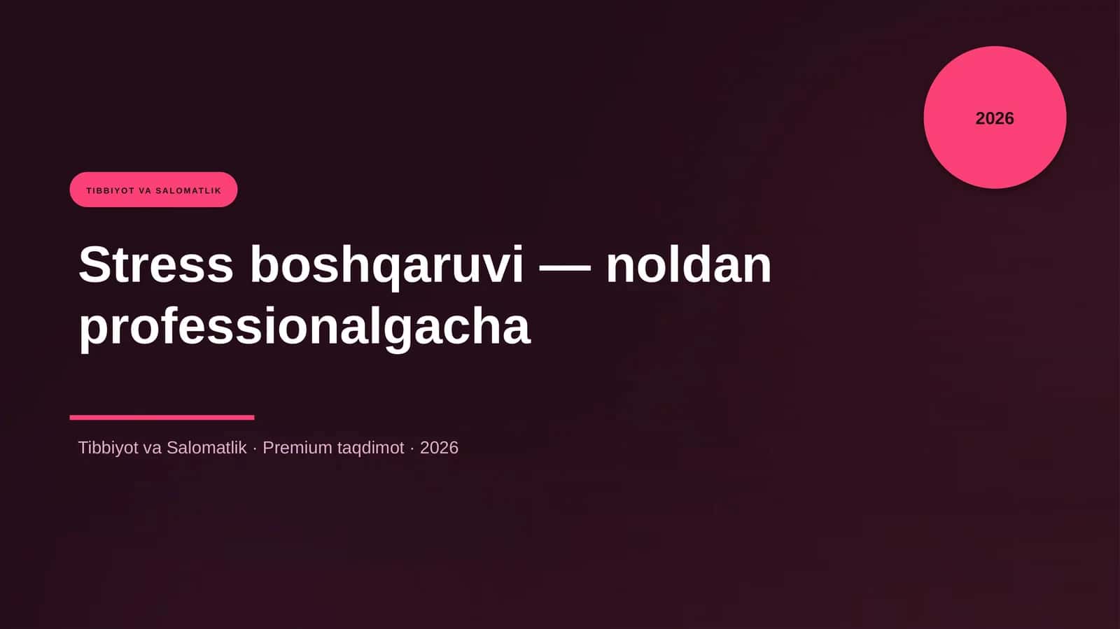 Stress boshqaruvi — noldan professionalgacha 1