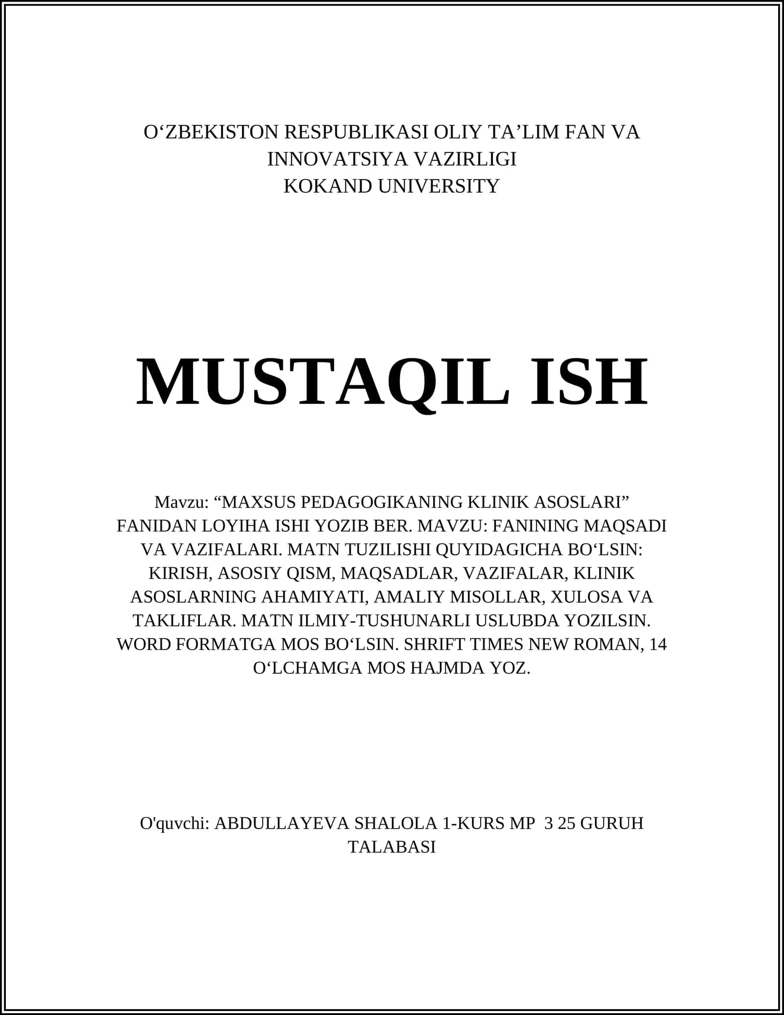 MAXSUS PEDAGOGIKANING KLINIK ASOSLARI 1