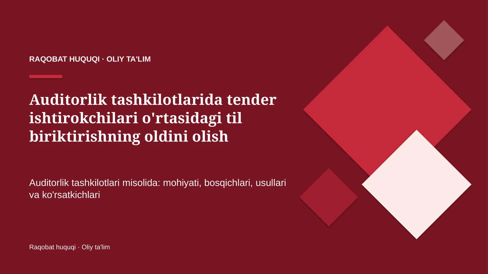 Raqobat Huquqi · Oliy Ta'lim 1