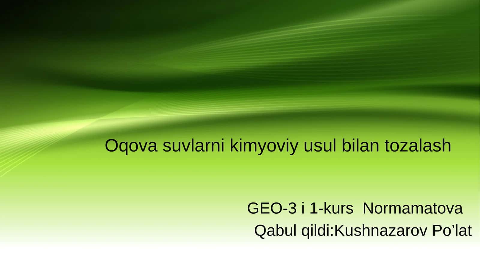 Oqova suvlarni kimyoviy usul bilan tozalash 1