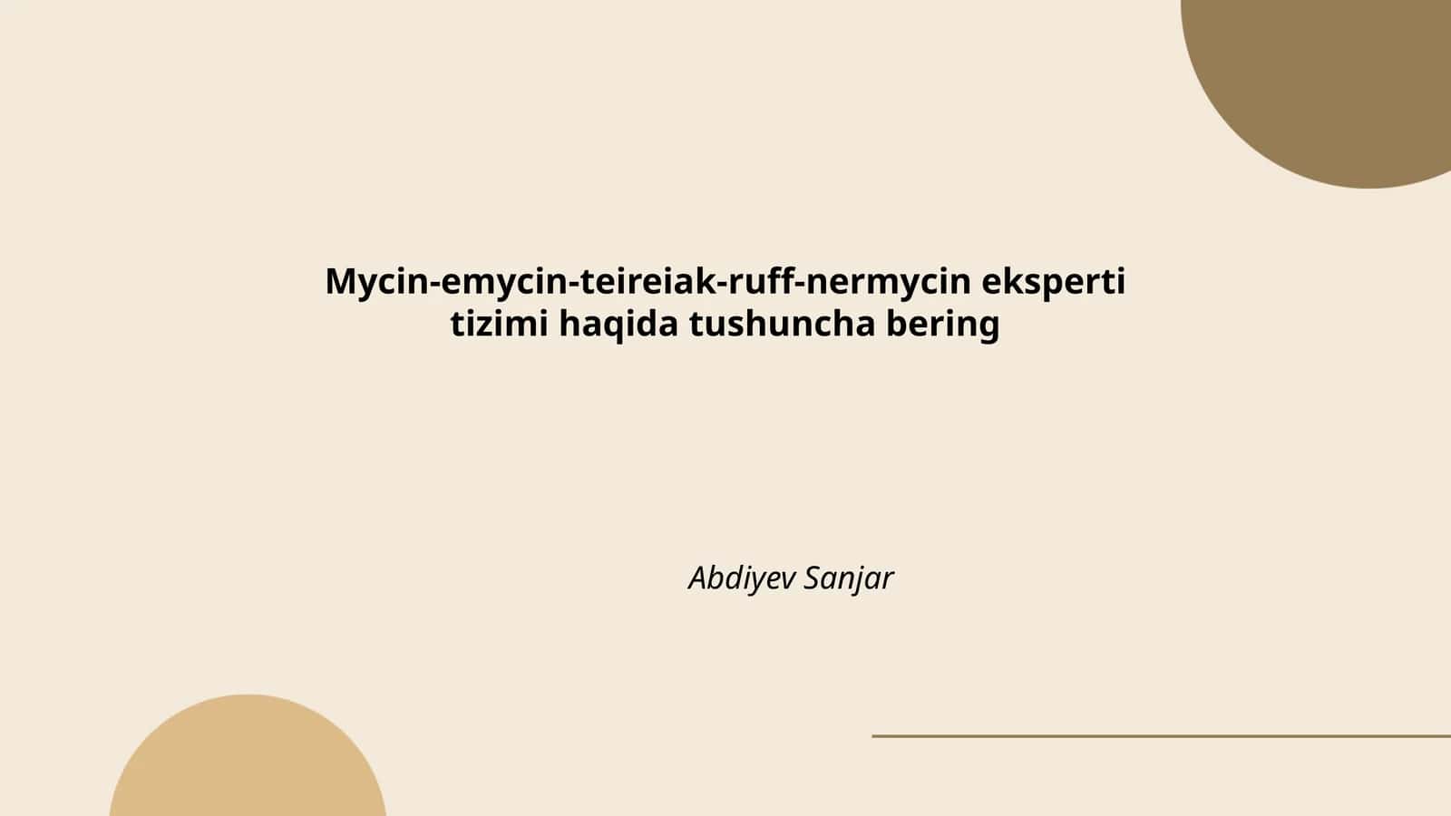 Mycin tizimi 1