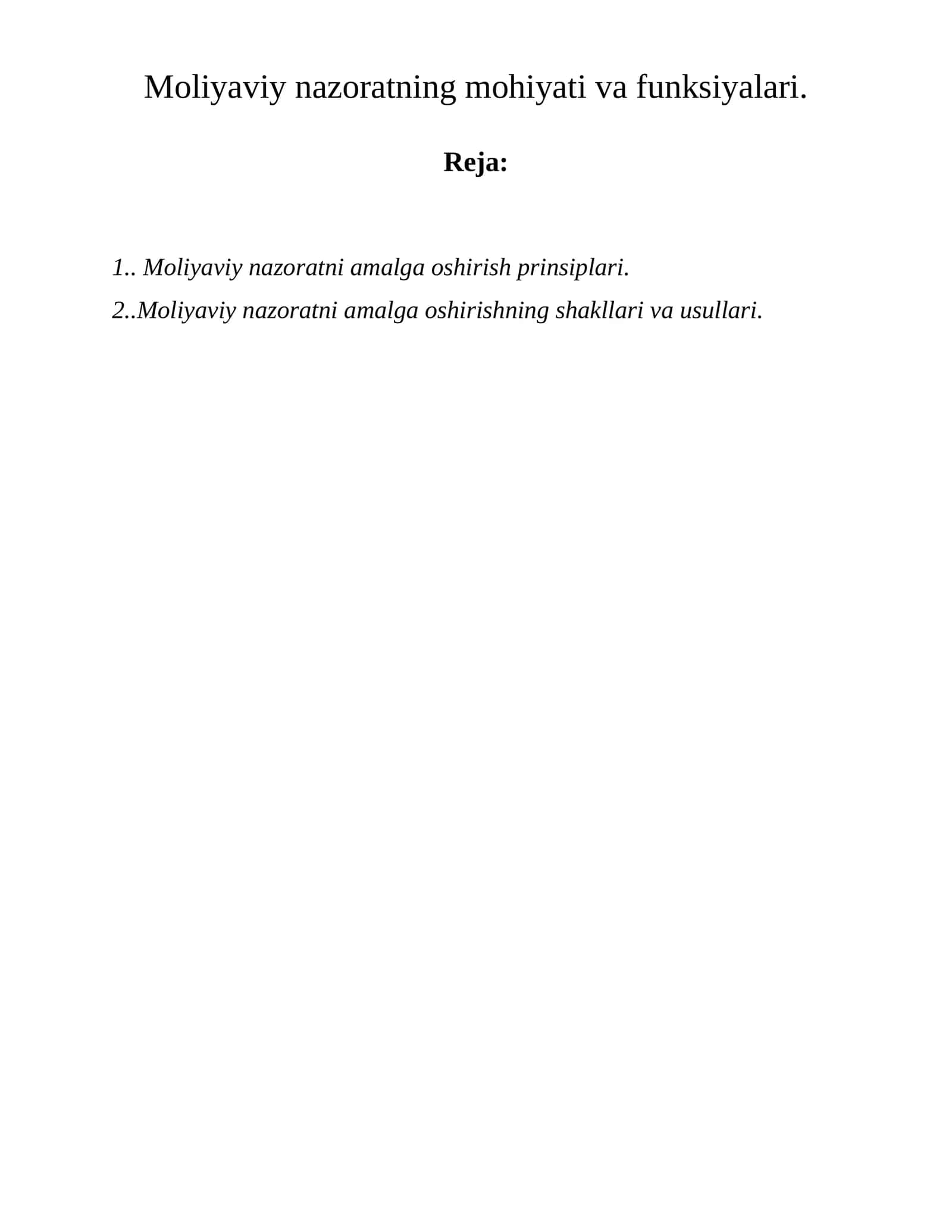 Moliyaviy nazoratning mohiyati va funksiyalari 1