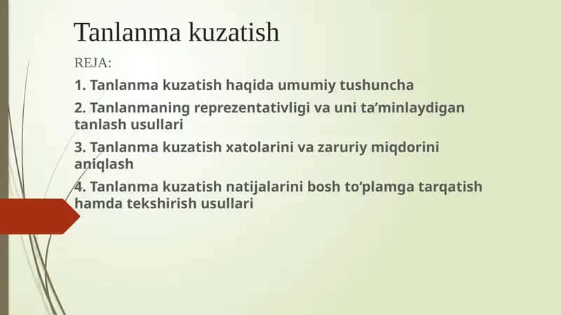 Tanlanma kuzatish 1