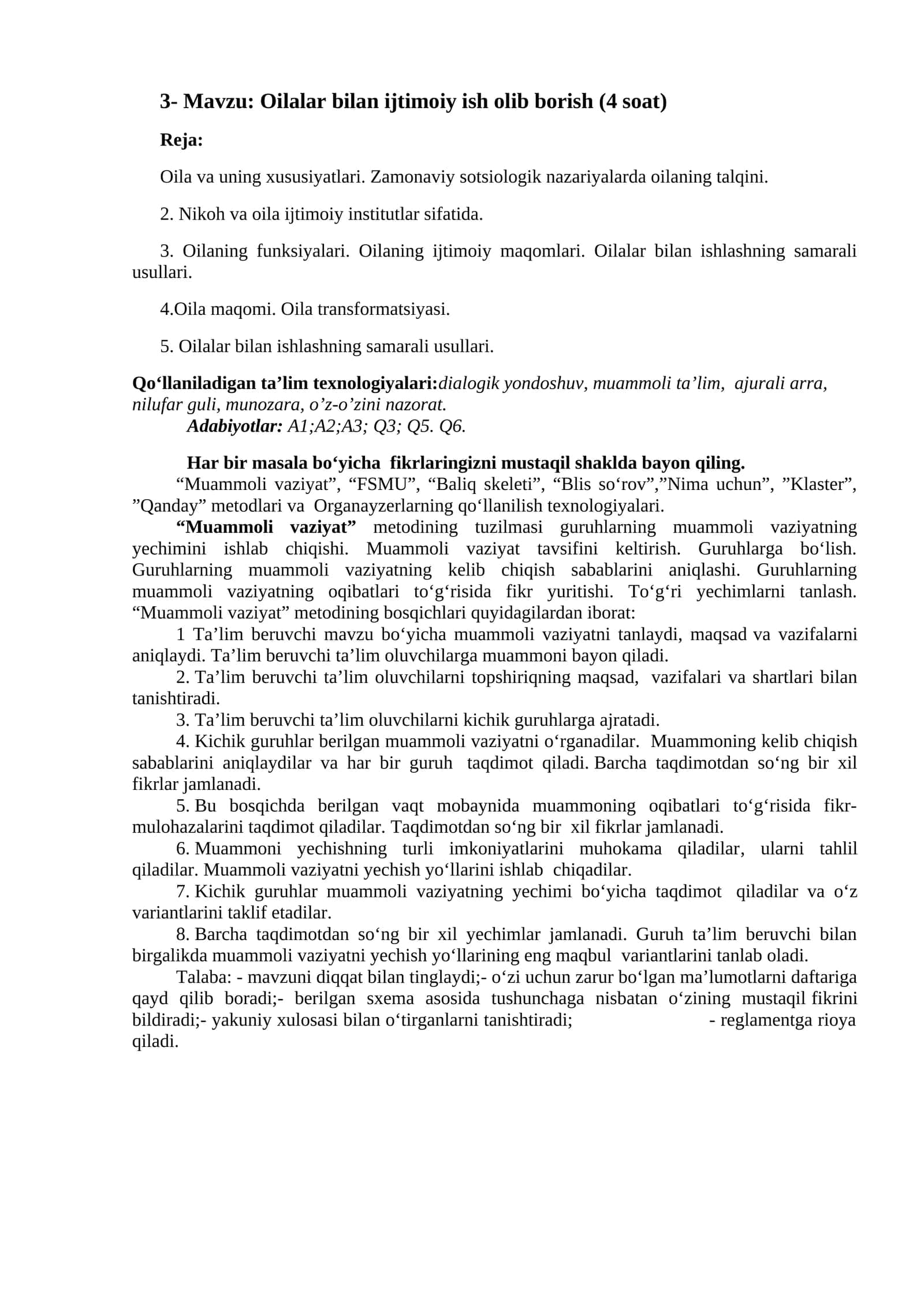 Oilalar bilan ijtimoiy ish olib borish 1
