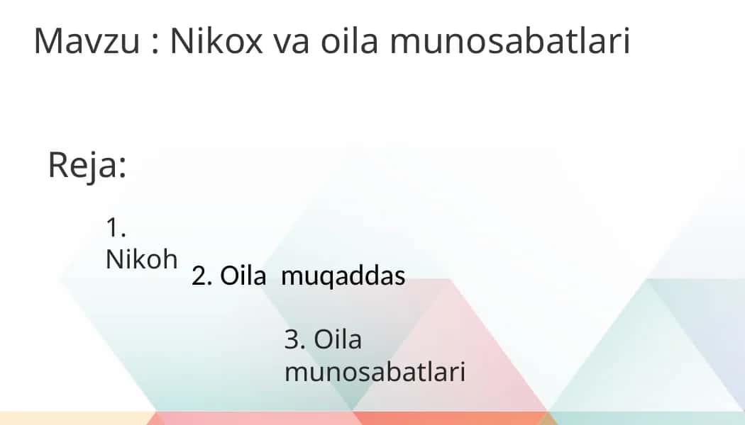 Nikox va oila munosabatlari 1