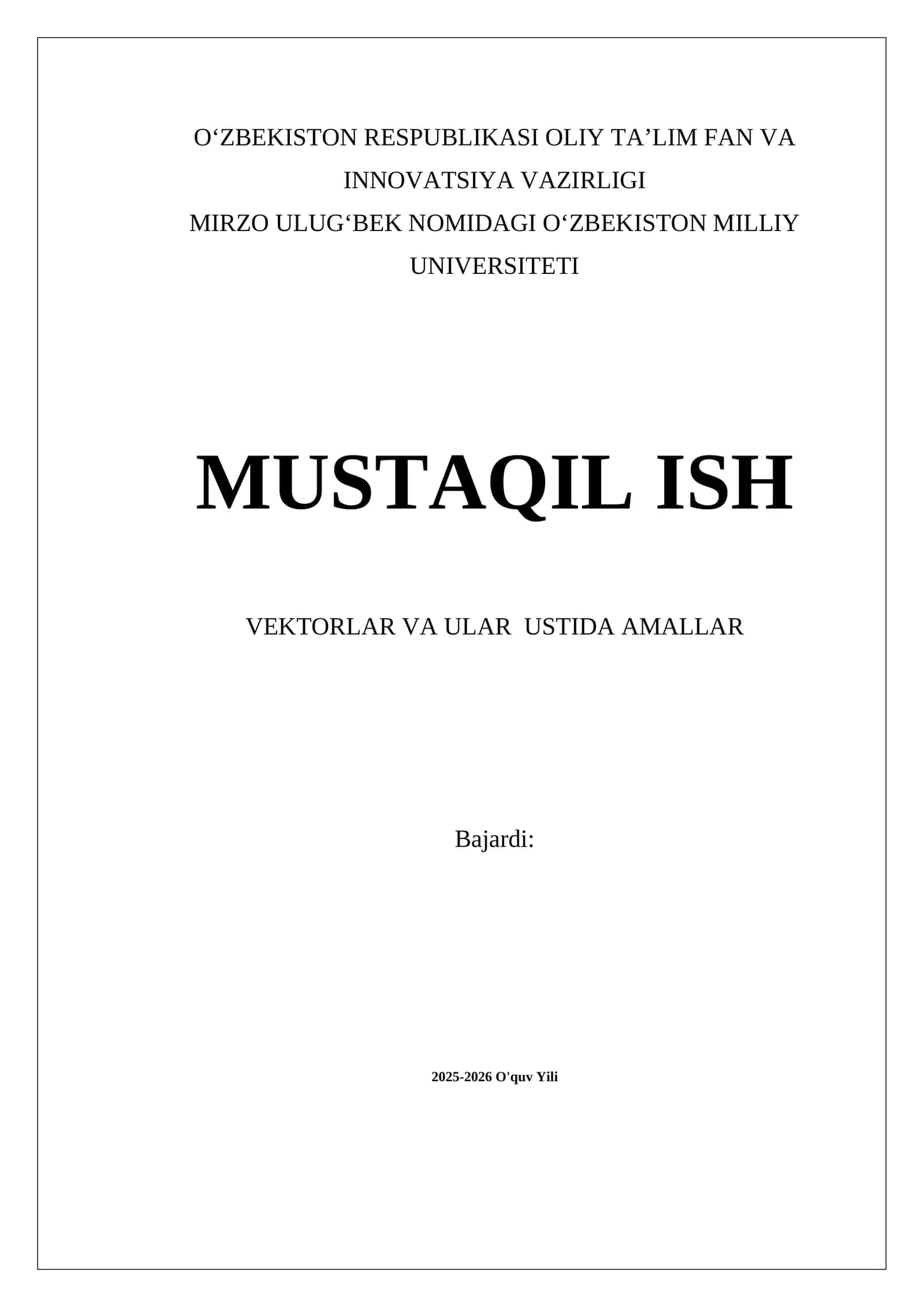 Vektorlarning skalyar koʻpaytmasi va uning xossalari. Misollar 1