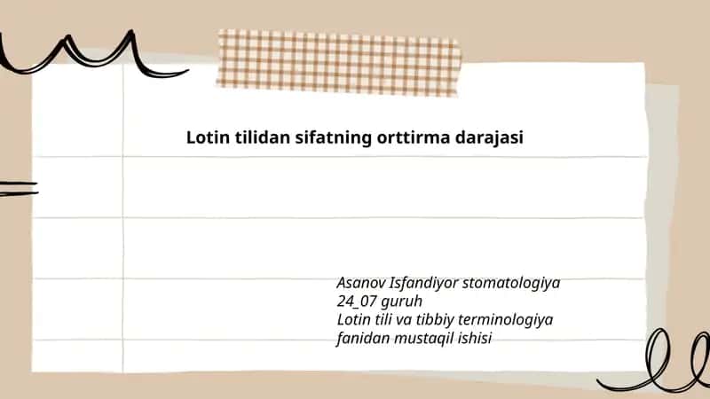 Lotin tilidan sifatning orttirma darajasi 1