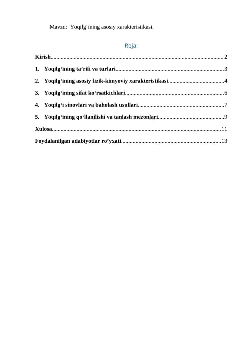 Yoqilgʻining asosiy harakteristikasi 1